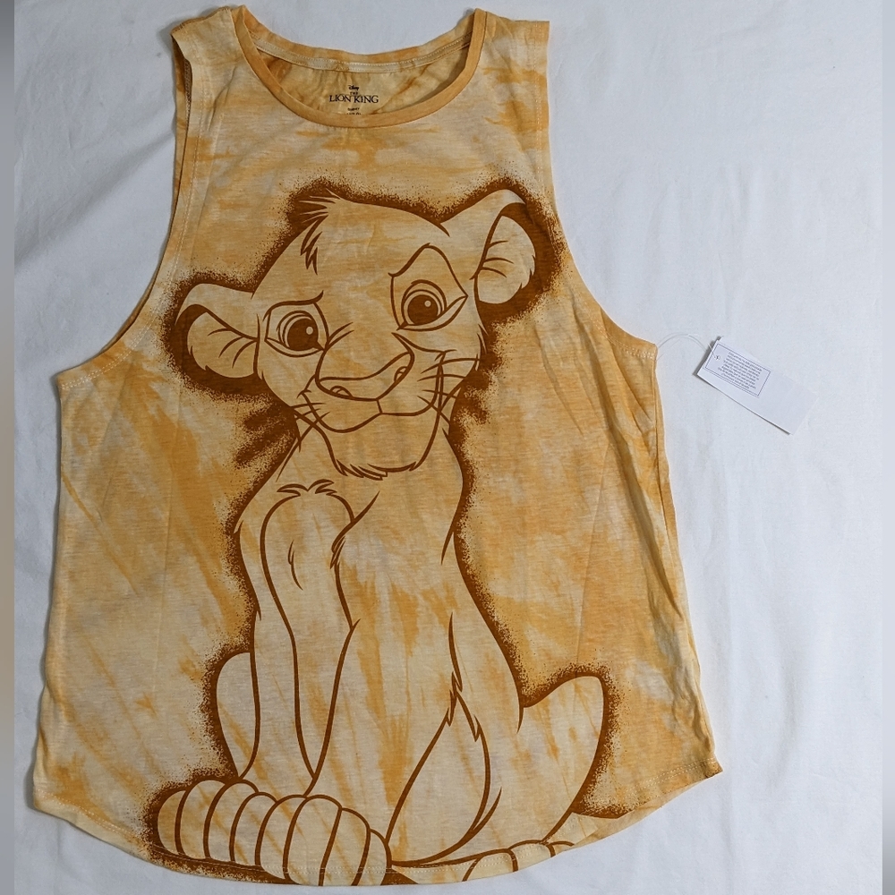 Disney The Lion King Simba Orange Tie Dye Women's Tanktop, Size Medium(7-9), NWT
